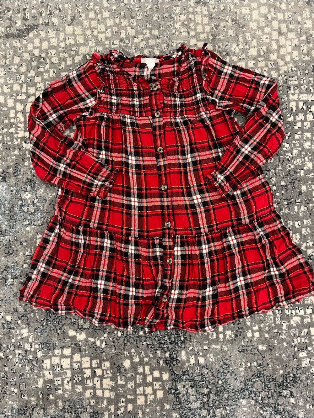 Cat & Jack Red Plaid Button-Front Dress